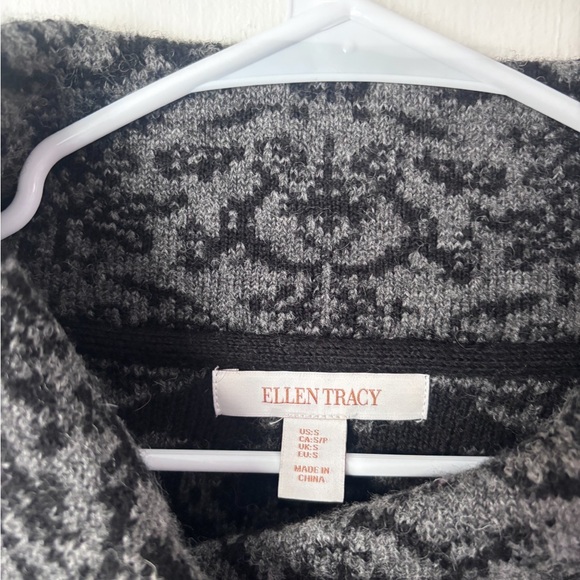 Ellen Tracy Wool Blend Floral Sweater With a Single Button Wrap Closure - Picture 3 of 6